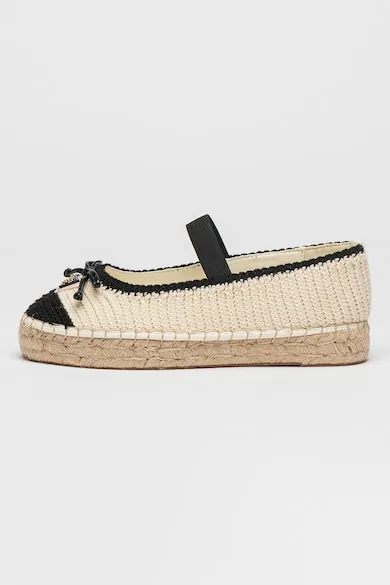 Pantofi loafer din material textil cu elastic - Negru/Maro deschis