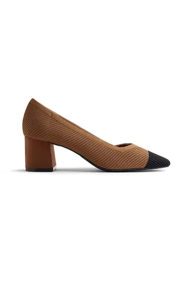 Pantofi din material textil cu varf patrat Pease - Maro taupe