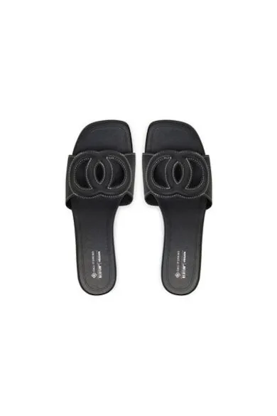 Slapi dama - 13948063 - Piele ecologica - Negru