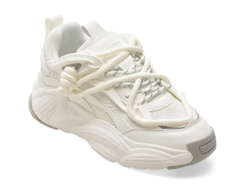 Pantofi sport albi, 25085, din material textil