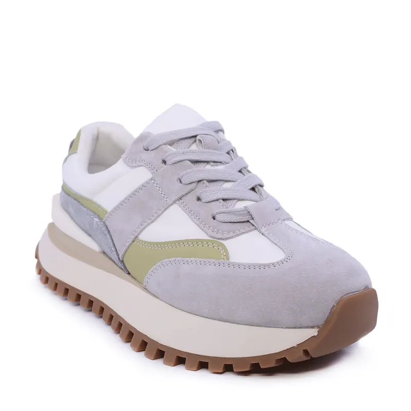 Sneakers femei gri din piele întoarsă și textil 1991DP0460VGR — imaginea 2