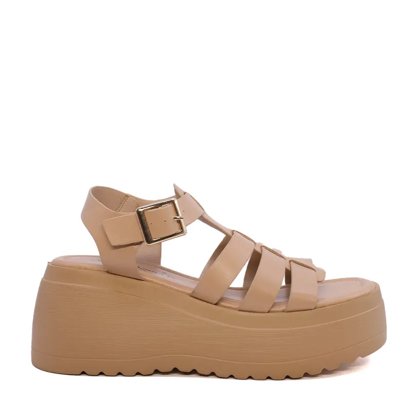 Sandale femei Solo Donna bej din sintetic cu platformă 2547DS8919BE