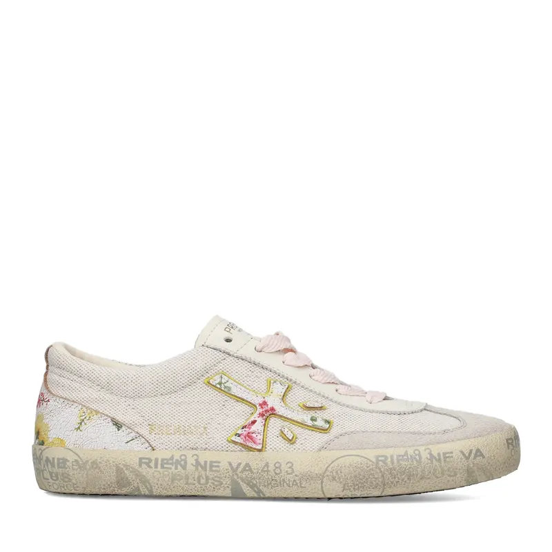 Sneakers femei Premiata David-D albi din piele și textil 1691DP8103A
