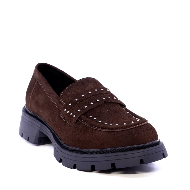 Loafers femei maro din piele întoarsă 2542DM3211VM — imaginea 2