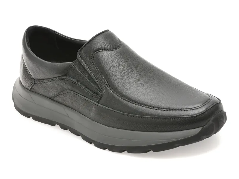 Mocasini negri, DD7015, din piele naturala