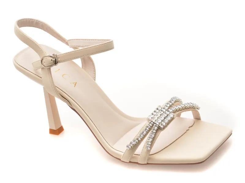 Sandale elegante EPICA albe, 5588, din piele ecologica