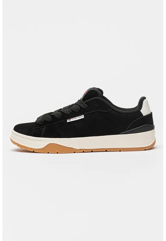 Pantofi sport uni de piele intoarsa - Negru