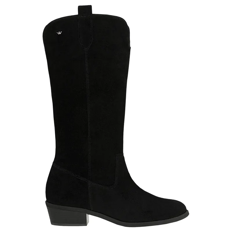 Botine înalte negre din piele velur damă