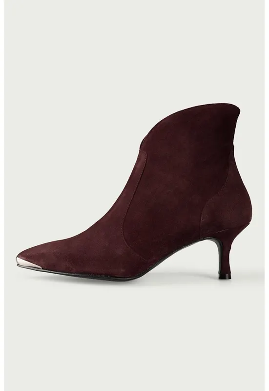 Botine din piele intoarsa Anita - Visiniu