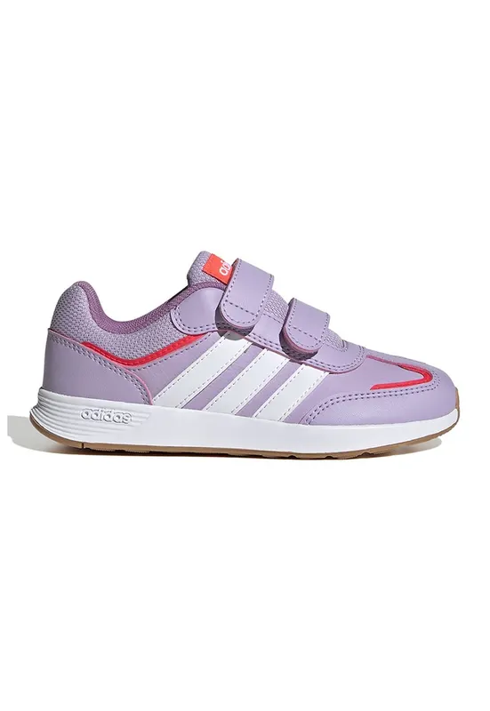 Pantofi sport Tensaur Switch de piele ecologica cu velcro - Alb/Lila