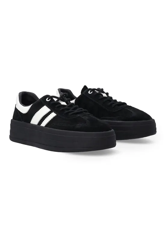 Pantofi sport flatform din piele intoarsa - Negru