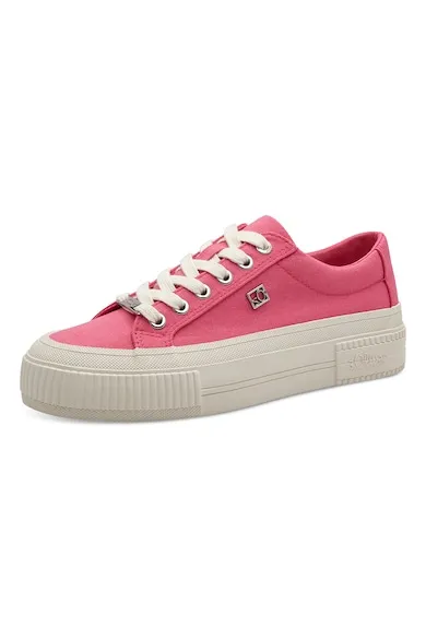 Tenisi flatform din material textil - Fucsia