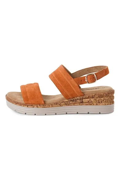 Sandale wedge cu catarama - Portocaliu stins