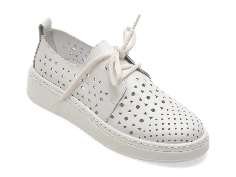 Pantofi albi, 5092304, din piele naturala