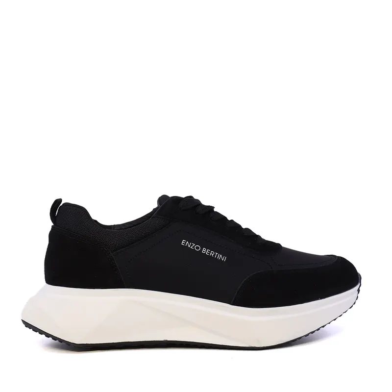 Sneakers ușori bărbați Enzo Bertini Premium Collection negri din piele și textil 1641BP250018VN