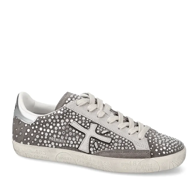 Sneakers femei Premiata Steven-D gri din piele întoarsă 1691DP7850VGR — imaginea 2