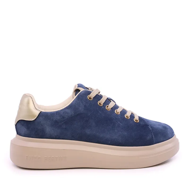 Sneakers ușori femei albastri din piele întoarsă 3862DP585VBL