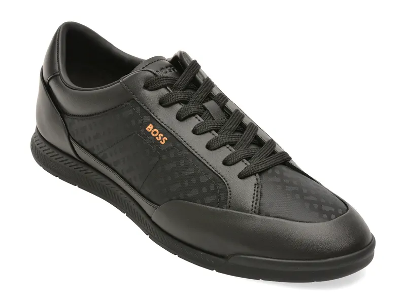 Pantofi sport BOSS negri, 8501, din material testil si piele naturala