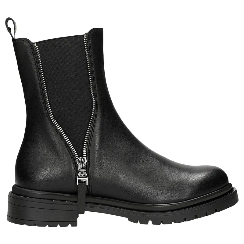 Ghete Chelsea negre cu fermoar decorativ
