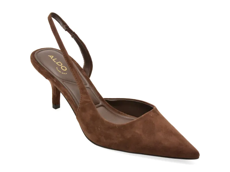 Pantofi eleganti maro, STESSY LOW SLING 201, din piele intoarsa