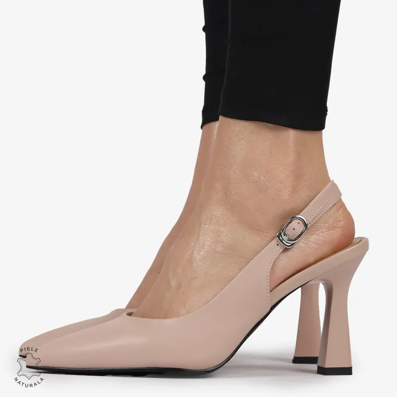 PANTOFI ELEGANTI dama din Piele Naturala CU TOC SPECIAL CRL0999 ROZ