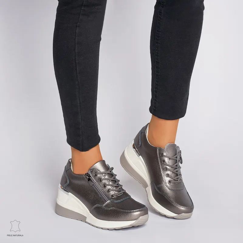 Pantofi Casual dama din Piele Naturala CRL0068 PEWTER