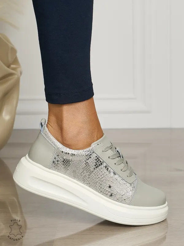 Pantofi casual piele naturala CU TALPA GROASA CRL1509 GRI