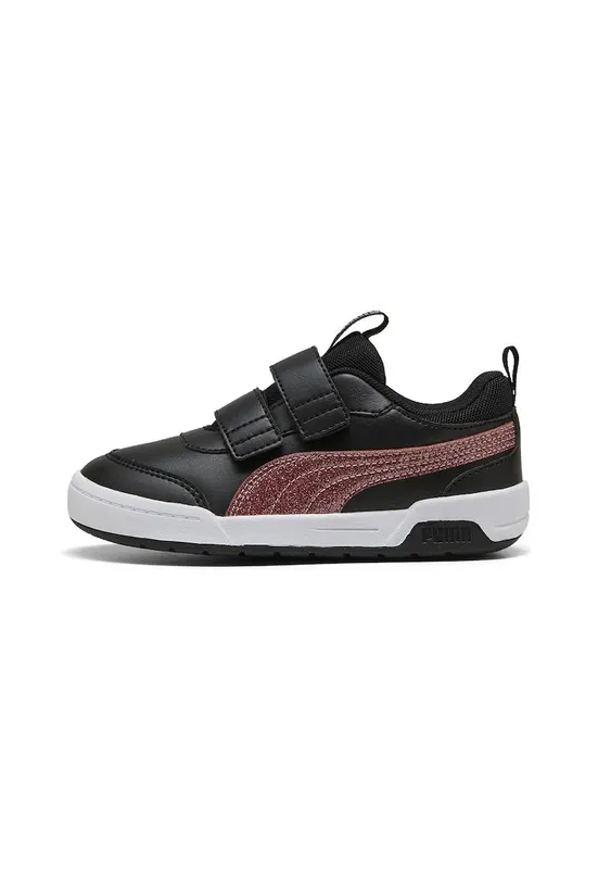 Pantofi sport din piele ecologica cu velcro multiflex 2 Glitz - Negru/Roz prafuit