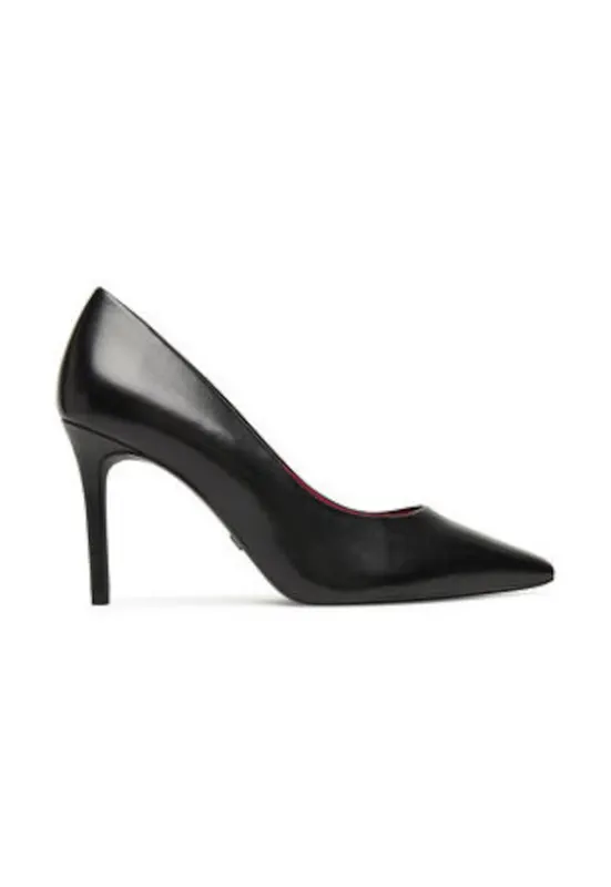 Pantofi dama - toc inalt - piele naturala - negru -