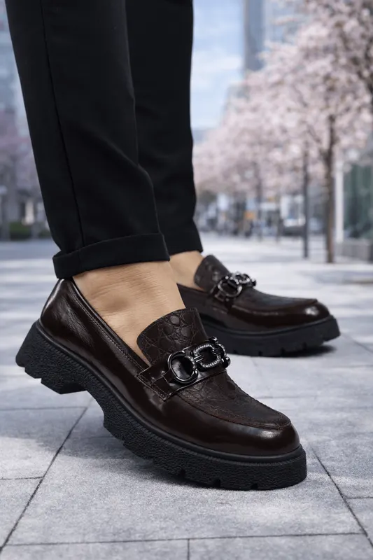 Pantofi Casual din Piele cu Accesoriu MARO - ELNA BROWN