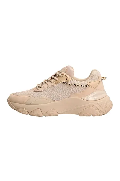 Pantofi sport cu garnituri de piele intoarsa si piele ecologica - Maro nisip