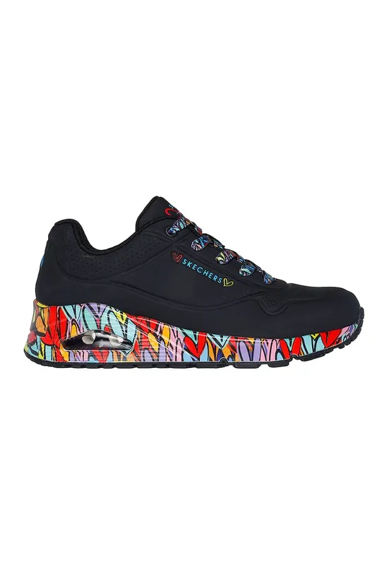 Pantofi sport wedge din piele ecologica Ravaged Love - Negru