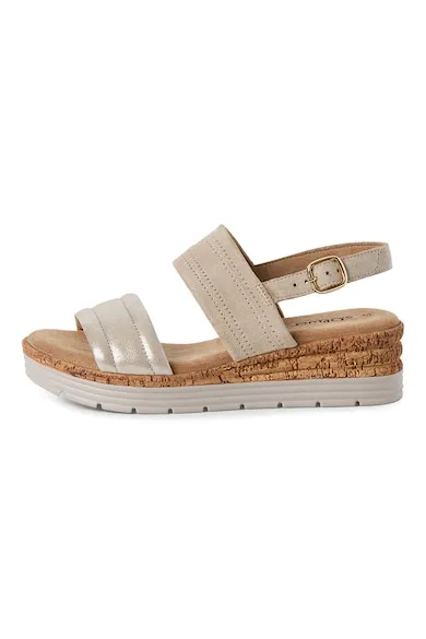 Sandale wedge cu catarama - Auriu/Maro deschis