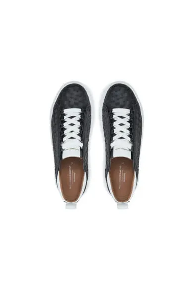 Pantofi sport barbati - ASBBWYM - Piele naturala - 42 EU - Alb/Negru - Alb/Negru