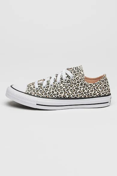 Pantofi sport low-cut cu model animal print - Negru/Bej deschis