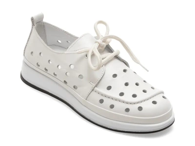 Pantofi albi, 5092307, din piele naturala