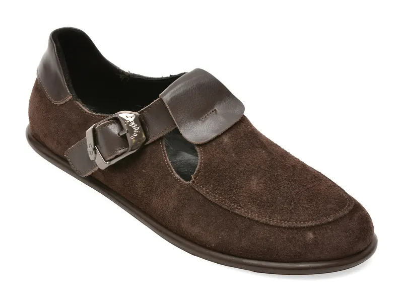 Mocasini maro, 157H451, din piele intoarsa