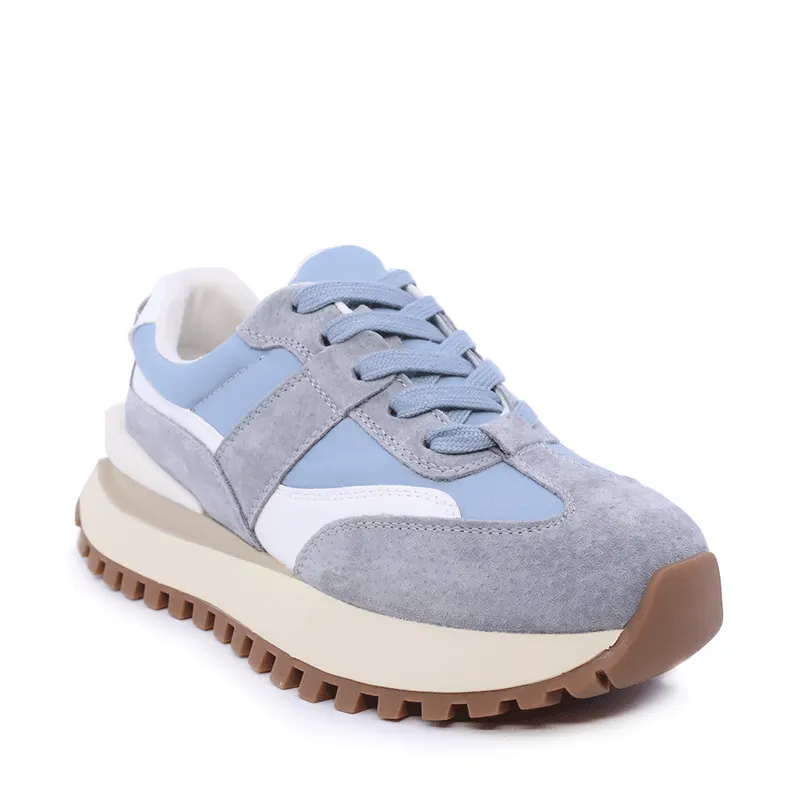 Sneakers femei albastru deschis din piele întoarsă și textil 1991DP0460VAZ — imaginea 2