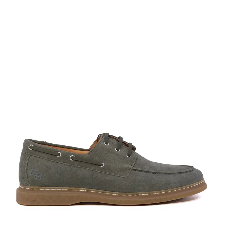 Mocasini cu șiret bărbați Enzo Bertini Premium Collection verzi din piele întoarsă 1641BM2322920VV