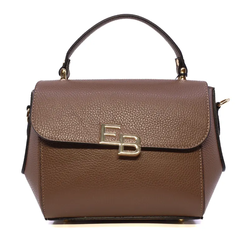 Poșetă satchel femei Enzo Bertini maro din piele naturală cu logo 154POSP3371M