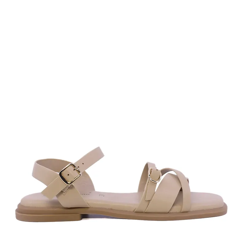 Sandale femei Solo Donna bej cu barete suprapuse 2541DS1953BE