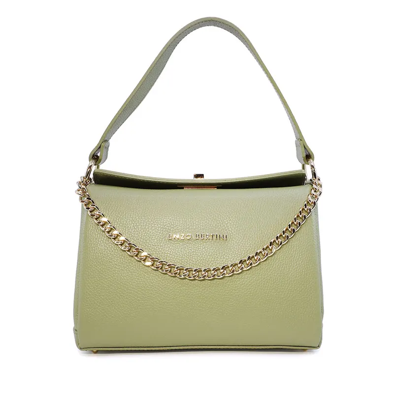 Poșetă satchel femei Enzo Bertini verde din piele naturală 154POSP3317V