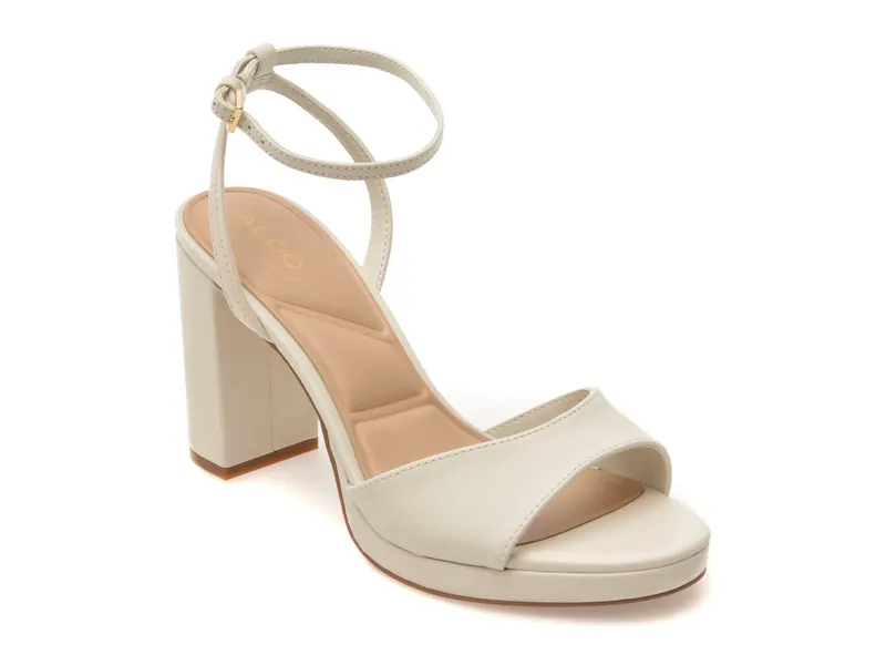 Sandale elegante ALDO albe, GRACIOUS 121, din piele naturala