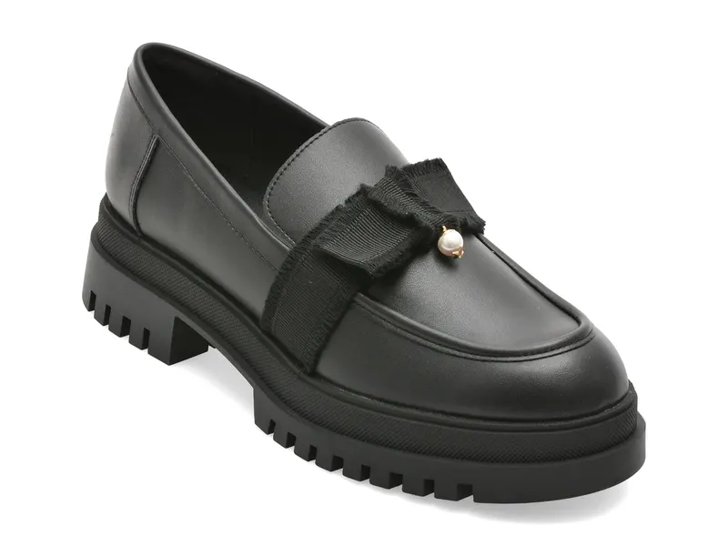 Mocasini negri, THEATRIC 001, din piele ecologica