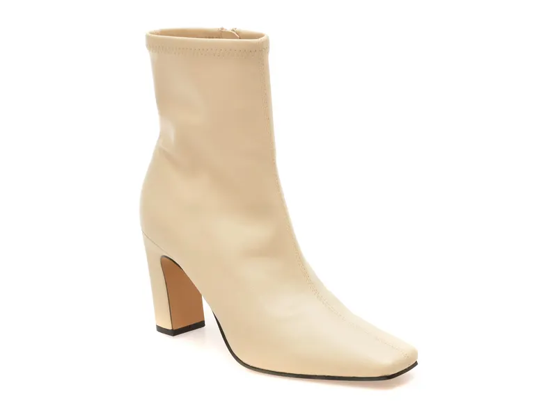 Botine bej, CYBELE 108, din piele ecologica