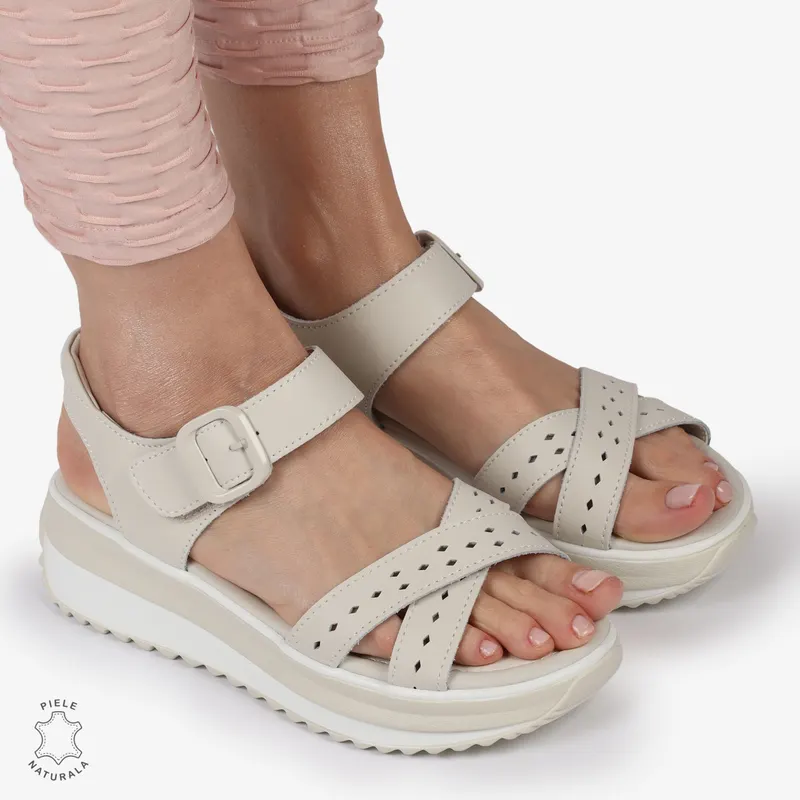SAndale DAMA DIN PIELE NATURALA CU BARETE INCRUCISATE CRL1423 BEJ