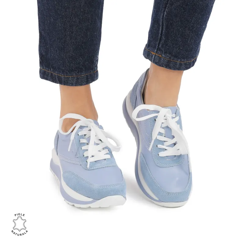 Pantofi Casual dama din Piele Naturala CRL0855 ALBASTRU