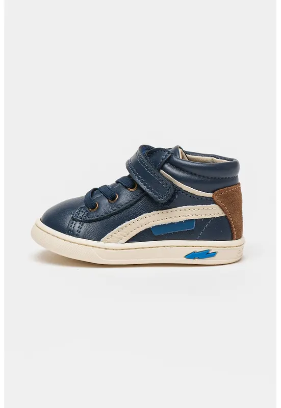 Pantofi sport din piele cu inchidere velcro - Bleumarin