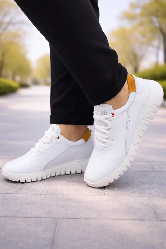 Pantofi Sport-Casual Din Piele Albi - SPEA WHITE