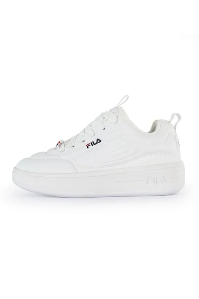 Pantofi sport flatform din piele ecologica cu logo Superbubble - Alb